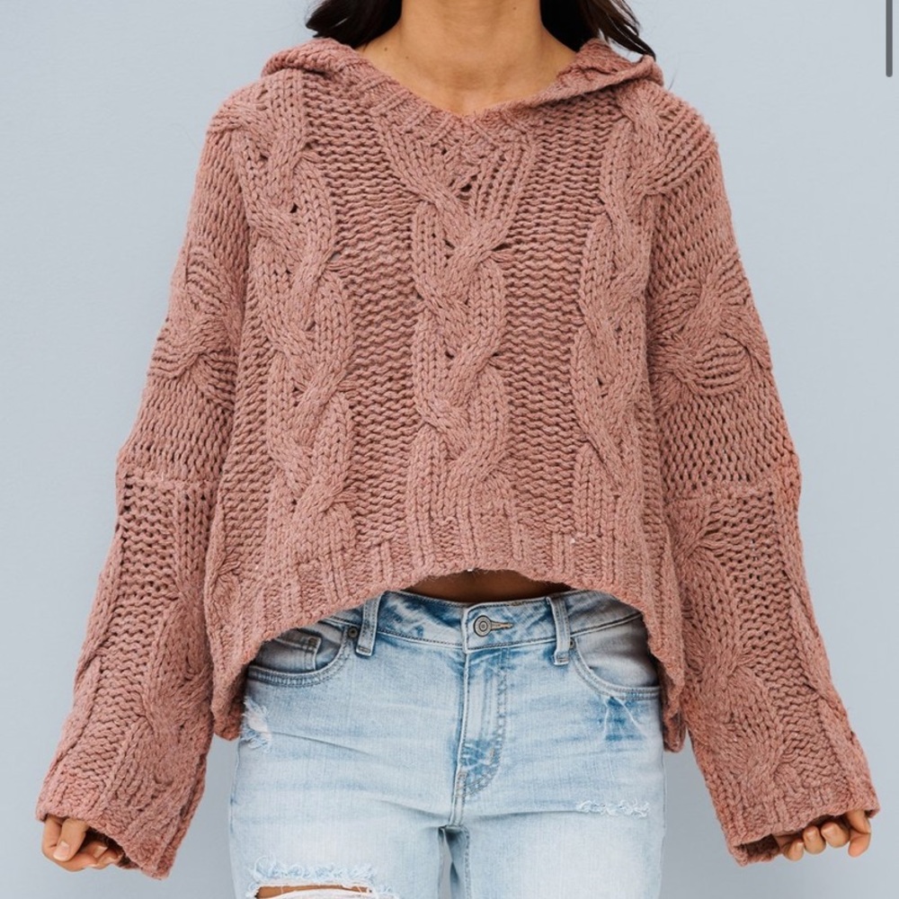 CAN'T BE ALONE OPEN KNIT HOODIE (MARSALA)